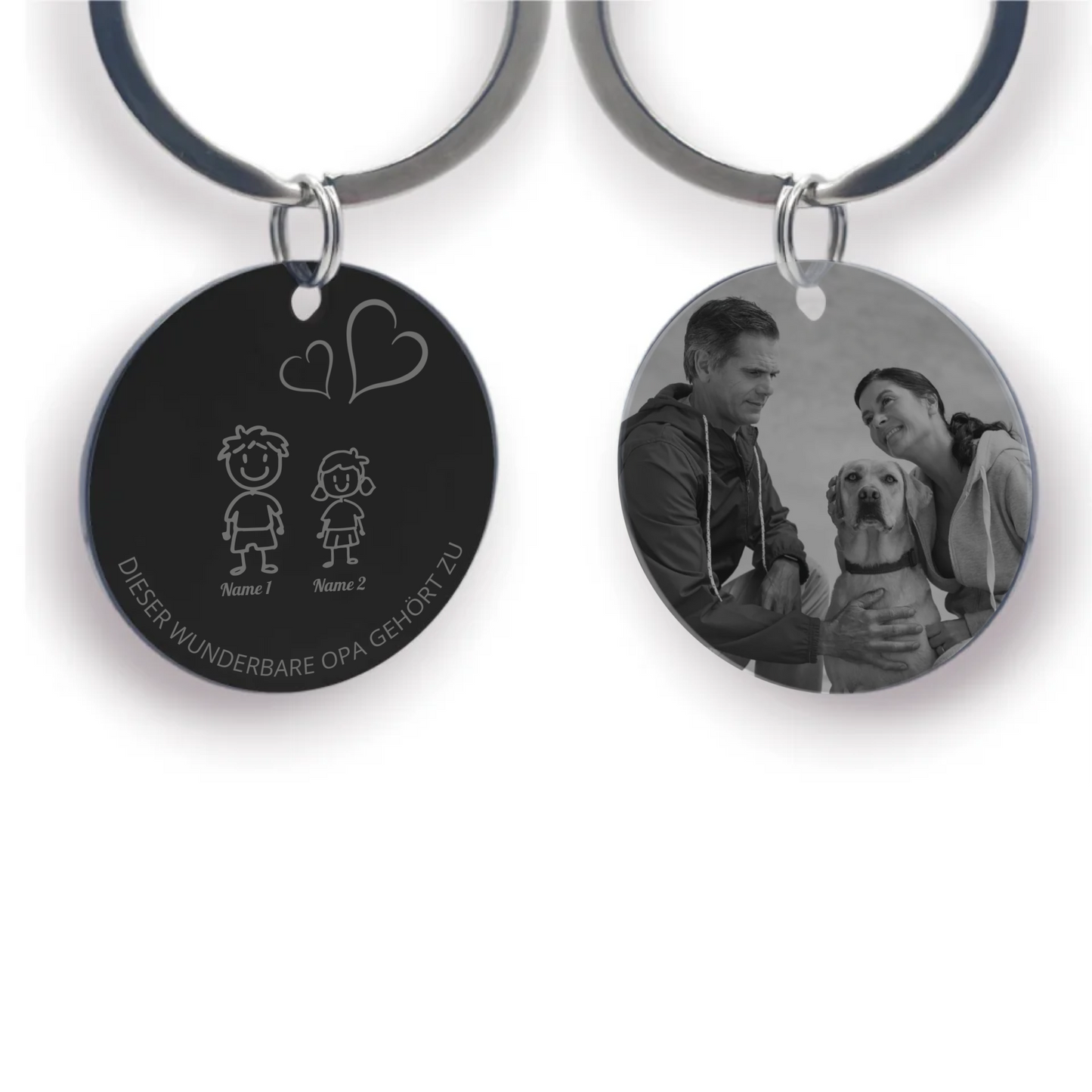 Rund Anhänger 30mm in Silber und schwarz